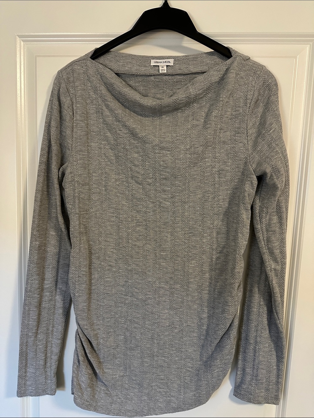 Urban Social Gray Ribbed Long-Sleeve Top